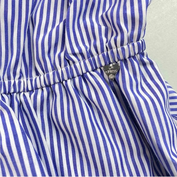NWOT Guess Blue & White Striped Off the Shoulder Dress, Size XS - Picture 9 of 10
